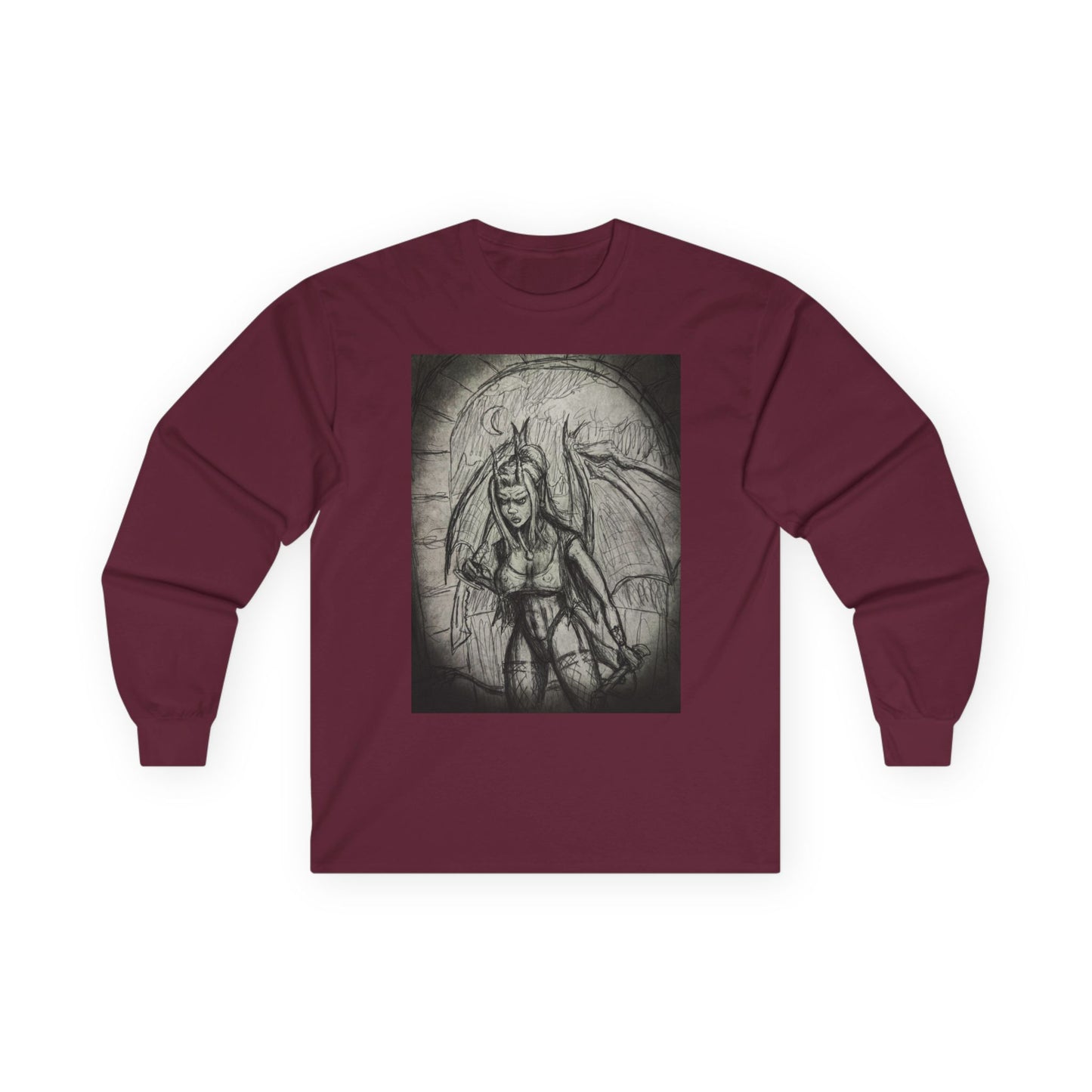 Gothic Winged Demon Long Sleeve Tee