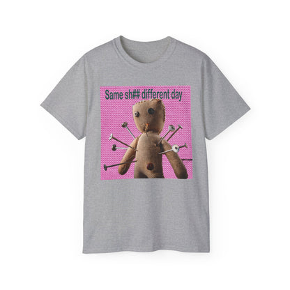 Voodoo Doll Humor Tee, Fun Statement T-Shirt for Everyday Wear, Gift for Friends, Casual Style, Quirky Graphic Shirt, Perfect for Parties