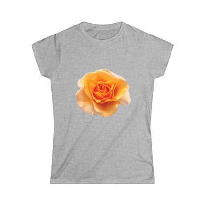 Women's Single Peach Rose Floral T-Shirt - Softstyle Tee with Delicate Yellow Rose, Perfect for Spring Outings, Mother’s Day Gift, Casual Wear, Flower [...]