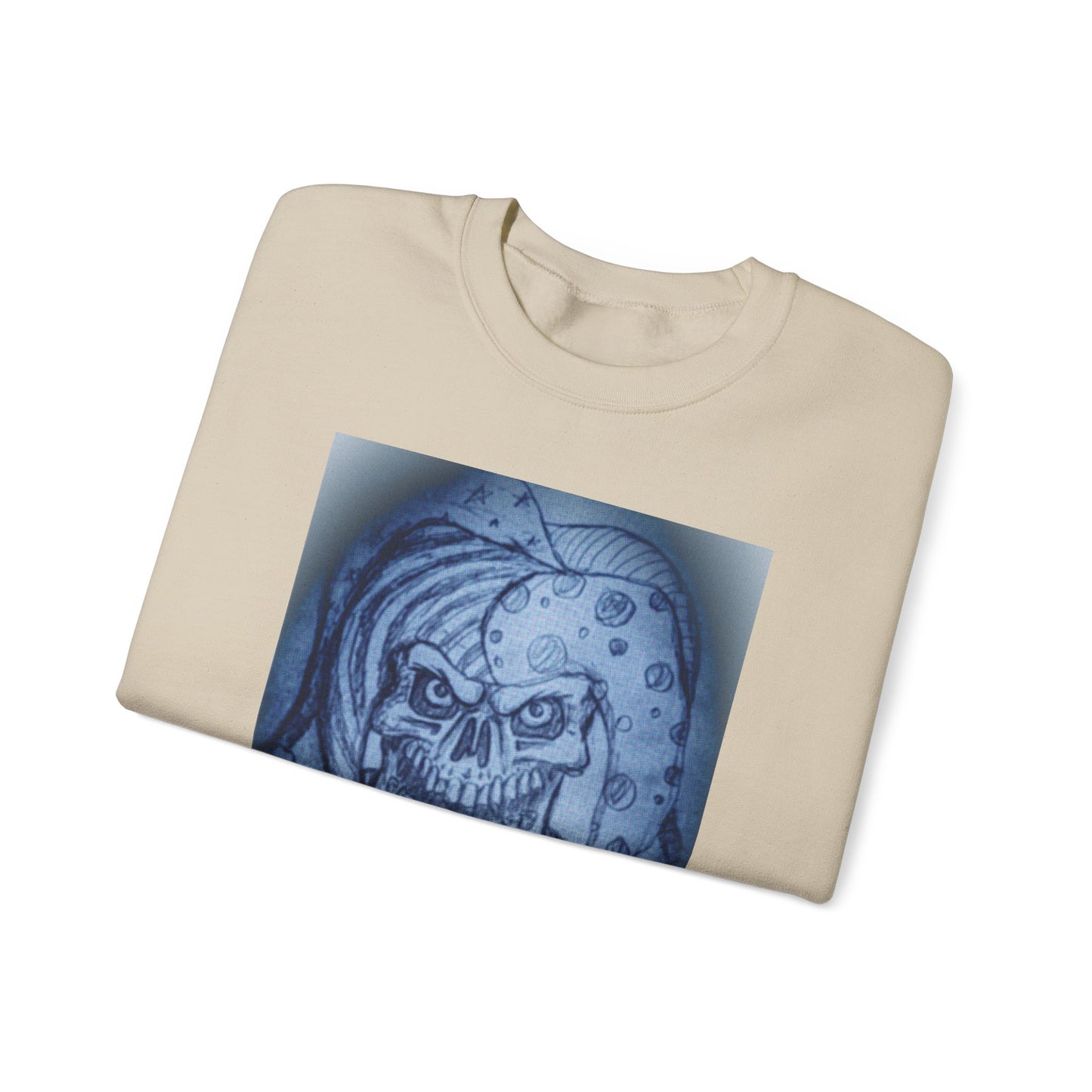 Jester Skull Graphic Sweatshirt, Unisex Heavy Blend Crewneck, Gothic Fashion, Streetwear Style, Halloween Gift, Edgy Casual Wear