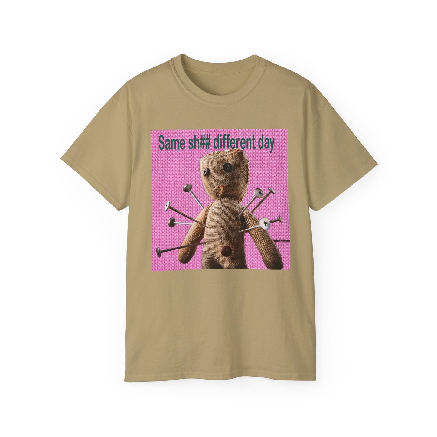 Voodoo Doll Humor Tee, Fun Statement T-Shirt for Everyday Wear, Gift for Friends, Casual Style, Quirky Graphic Shirt, Perfect for Parties