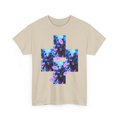 Floral Blue Cross T-Shirt — Vintage Indie Floral Graphic Tee