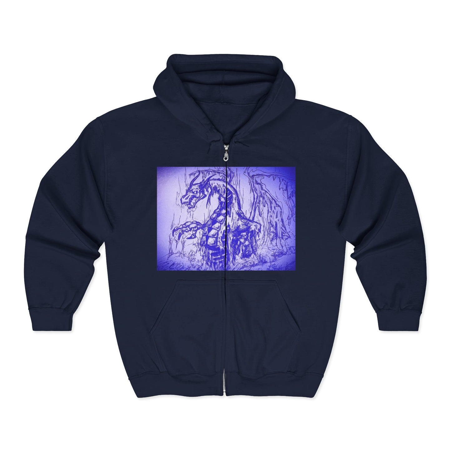 Dragon Hoodie - Mystical Fantasy Purple Shaded Dragon Full Zip Sweatshirt