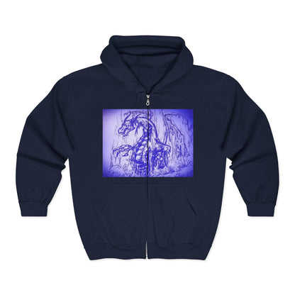 Dragon Hoodie - Mystical Fantasy Purple Shaded Dragon Full Zip Sweatshirt