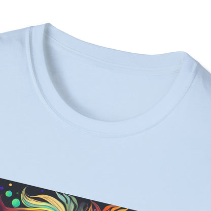 Colorful Leo Unisex Softstyle T-Shirt, Lion Graphic Tee for Animal Lovers, Astrology Shirt, Bold Art Wear, Gift for Leo Zodiac Fans