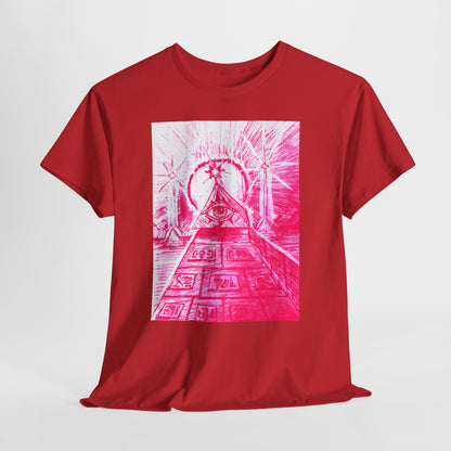Pink Pyramid Eye Vibrant Artistic Unisex Heavy Cotton Tee | Creative Graphic Tee for Art Lovers, Casual Wear, Gifts, Festival Apparel, Statement Shirt