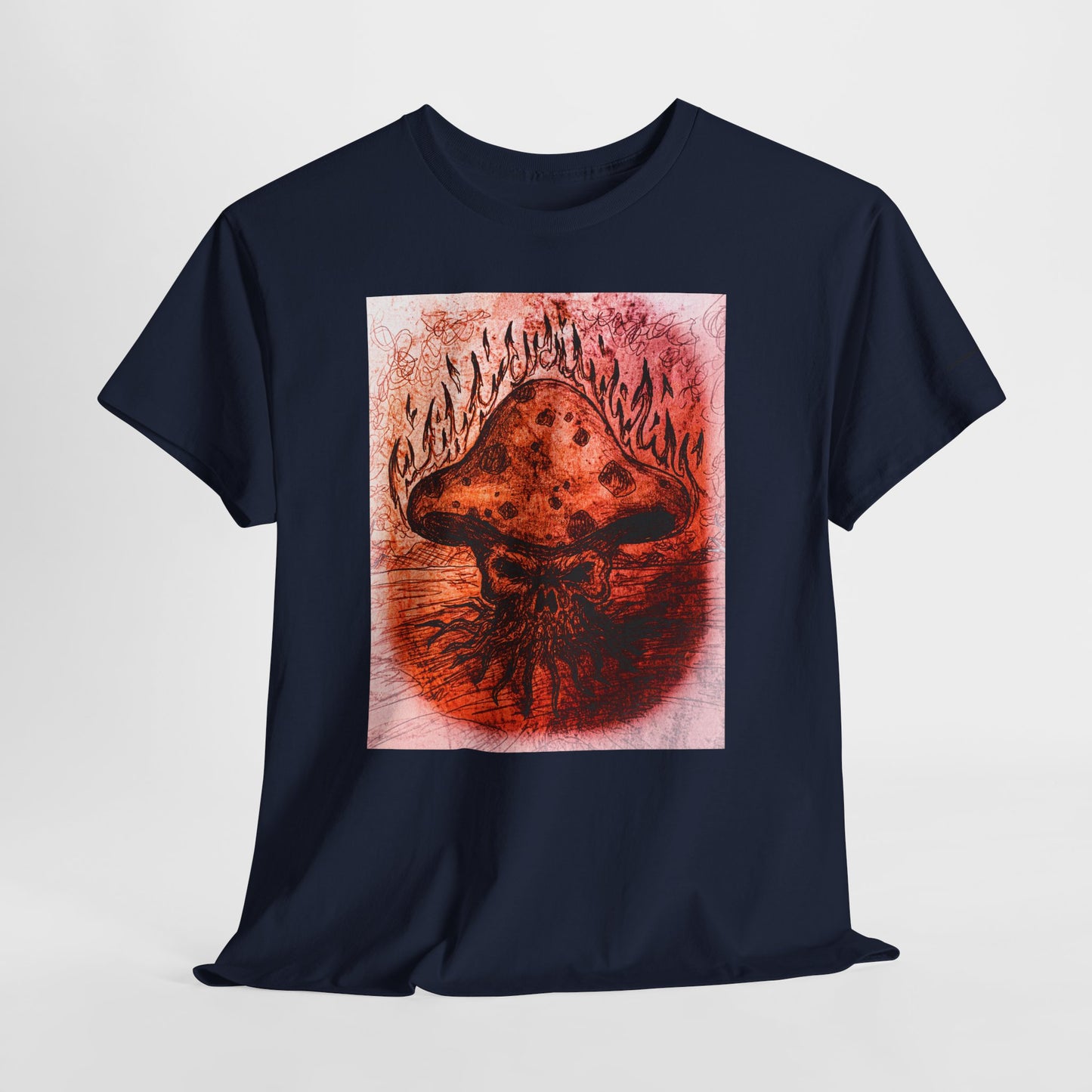 Mushroom Flame T‑Shirt — Psychedelic Burning Mushroom Graphic Tee