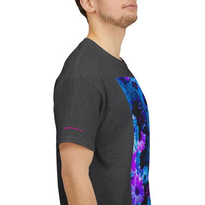 Fluorescent Floral Tee — Neon Blue & Purple Garden T-Shirt