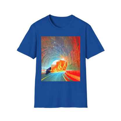 Vibrant Adventure motorcycle T-Shirt | Unisex Softstyle Tee, Casual Streetwear, Trendy Graphic Top, Unique Gift for Travelers, Colorful Artwork Shirt