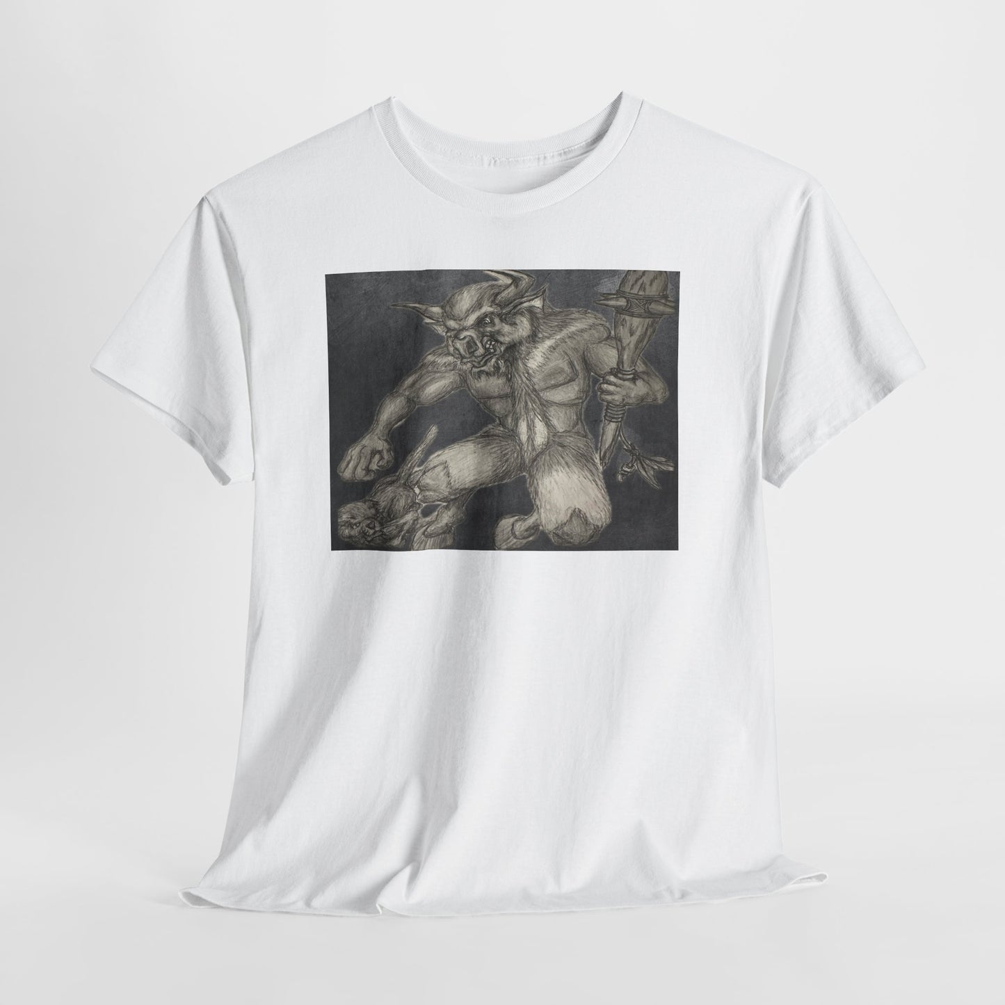 Bull Warrior With Kitten B & W design Unisex Tee