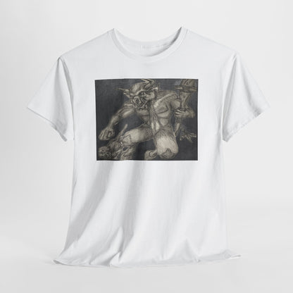 Bull Warrior With Kitten B & W design Unisex Tee