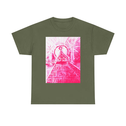 Pink Pyramid Eye Vibrant Artistic Unisex Heavy Cotton Tee | Creative Graphic Tee for Art Lovers, Casual Wear, Gifts, Festival Apparel, Statement Shirt