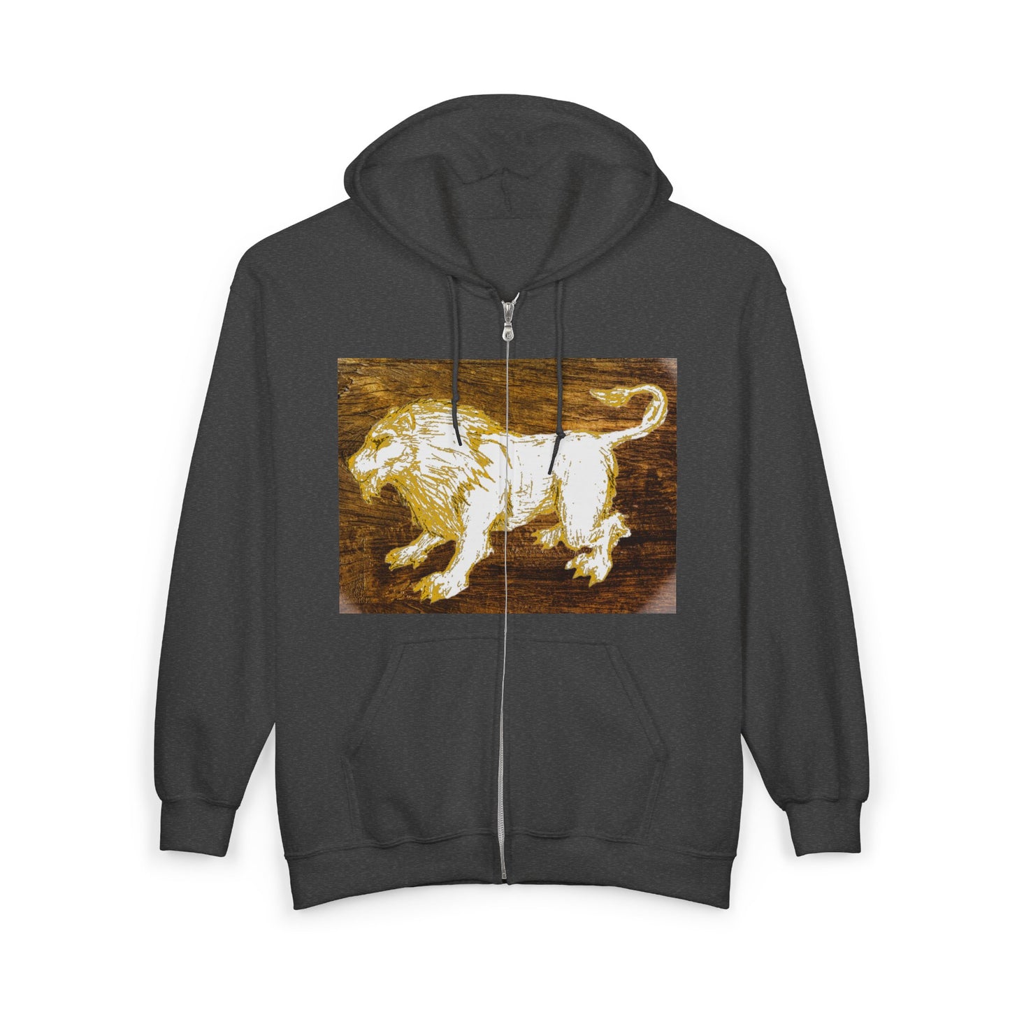 Majestic Lion Zip-Up Sweatshirt - Unisex Full Zip Hoodie, Animal Lover Gift, Warm Outerwear, Birthday, Wildlife Apparel, Adventure Gear