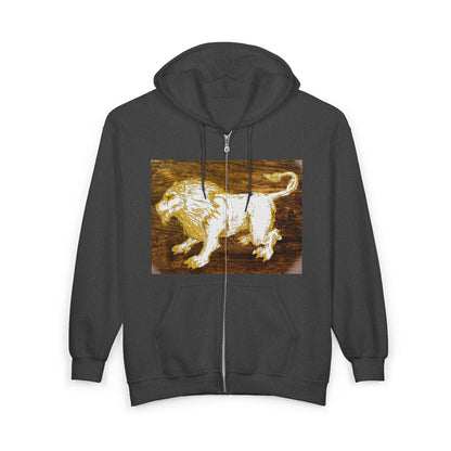 Majestic Lion Zip-Up Sweatshirt - Unisex Full Zip Hoodie, Animal Lover Gift, Warm Outerwear, Birthday, Wildlife Apparel, Adventure Gear