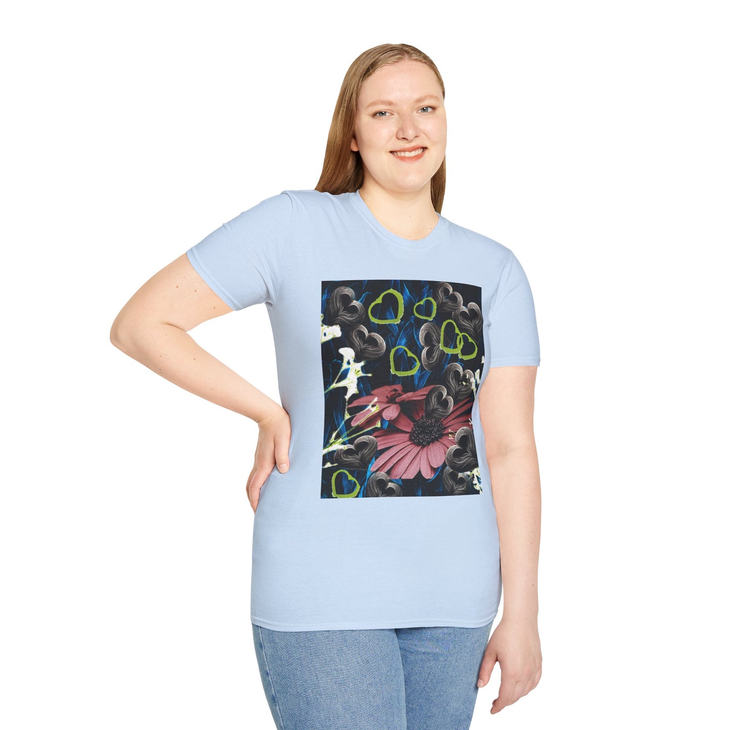 Floral Heart Unisex T-Shirt, Soft Cotton Tee, Casual Wear, Gift for Her/Him, Trendy Graphic Tee, Stylish Everyday Shirt