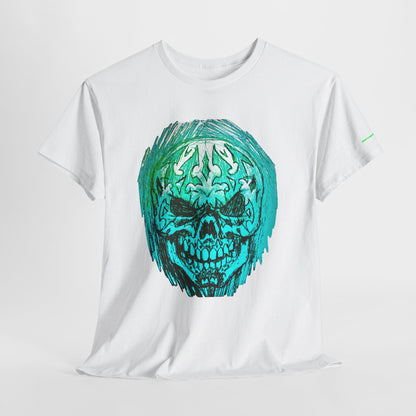 Vibrant Green Skull Graphic Tee - Unisex Heavy Cotton