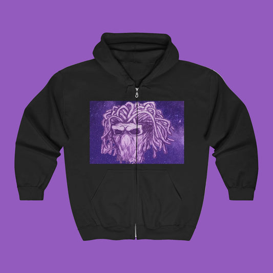 Starred Cosmic Purple Masked Skull Demon Hoodie