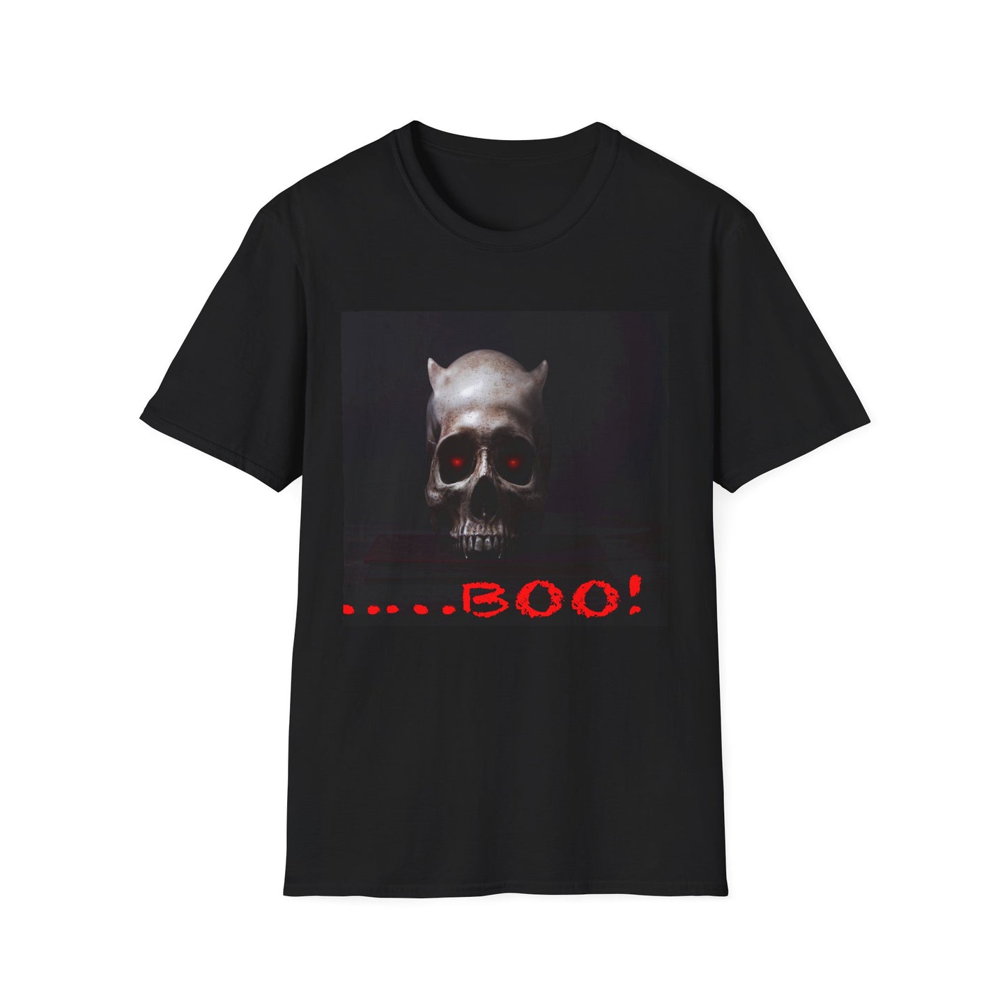 Spooky Skull BOO Halloween Tee, Unisex Softstyle T-Shirt, Halloween Apparel, Casual Ghost Shirt, October Fun Wear, Boo T-Shirt