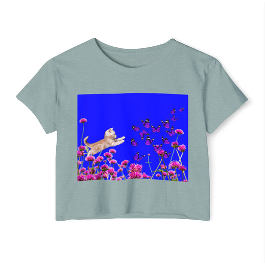 KITTY AND BUTTERFLIES Festival Crop Top