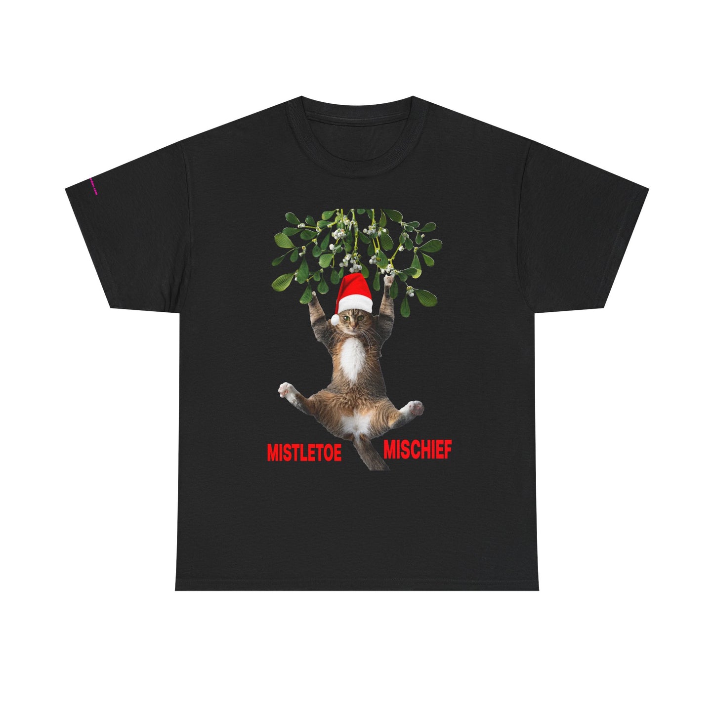 Christmas Cat & Mistletoe Tee — "Mistletoe Mischief" Holiday T-Shirt
