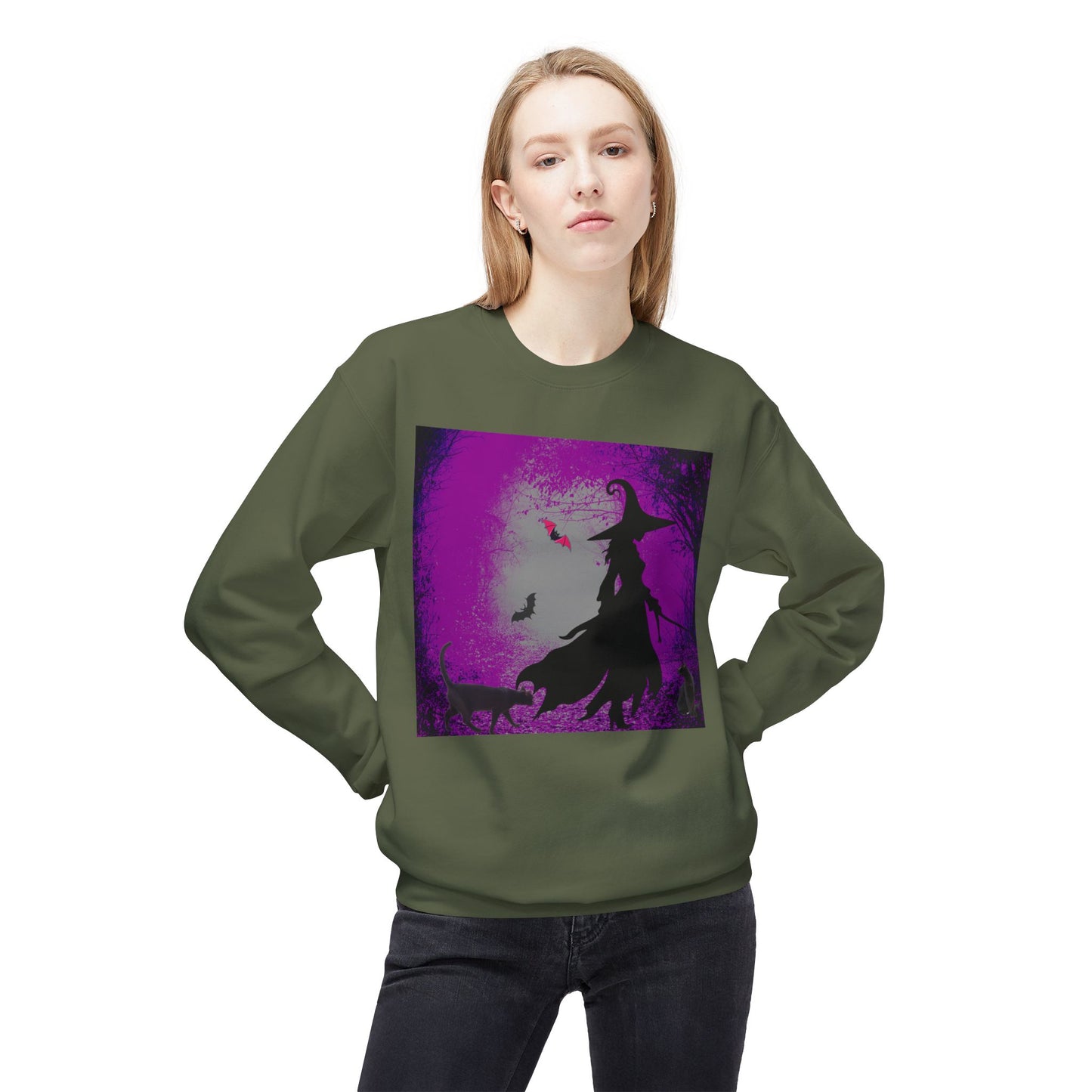 Magical Witchy purple haze Fleece Sweatshirt, Cozy Halloween Apparel, Unisex Crewneck, Witchy Gifts, Autumn Fashion, Enchanted Style