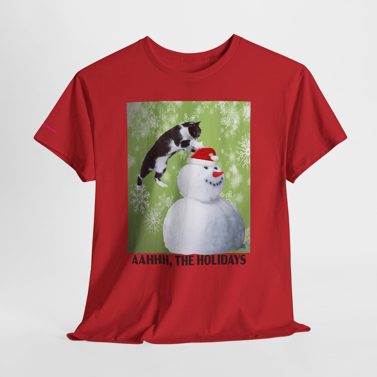 Holiday Cat T‑Shirt – “Aahhh, The Holidays” Funny Snowman Cat Tee