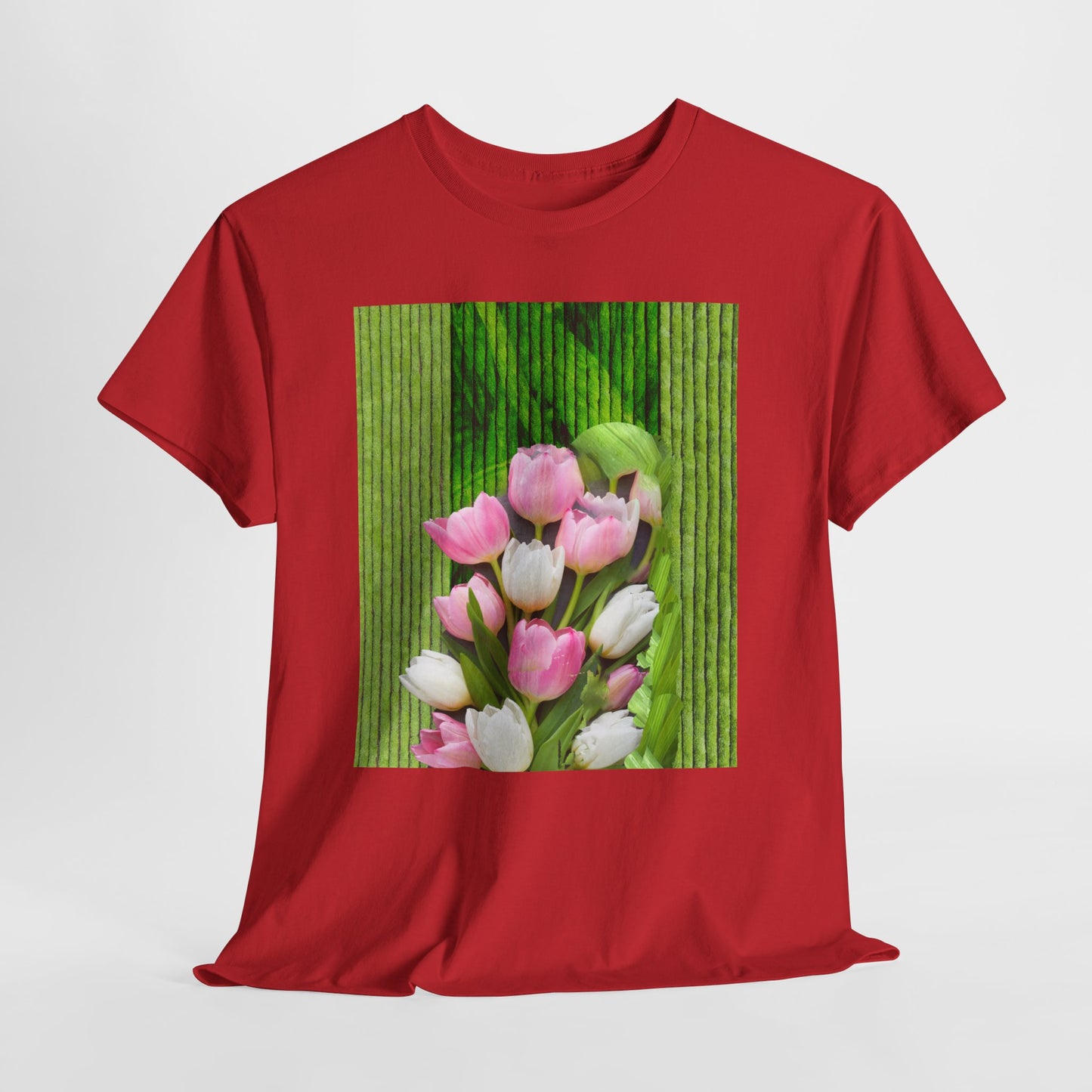Textured Tulips Unisex Heavy Cotton Tee - Vibrant Spring Blossom T-Shirt, Everyday Wear, Gift for Plant Lovers, Mother's Day Apparel, [...]