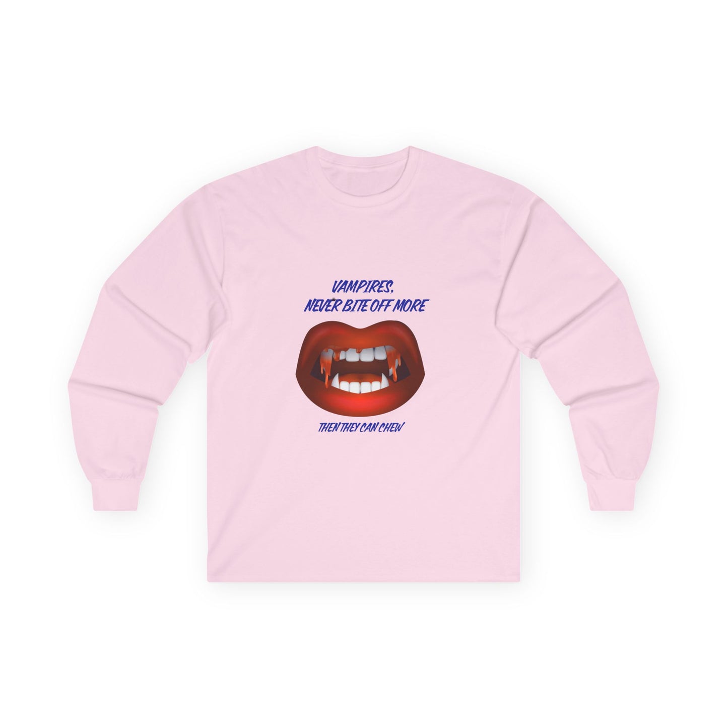 Vampire Humor Long Sleeve Tee, Unisex Halloween T-Shirt, Spooky Party, Funny Gift, Graphic Tee for Vampire Lovers, Casual Wear