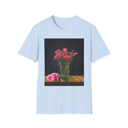 Floral Long Stemmed Red Roses Bouquet T-Shirt, Softstyle Tee Inspired by Nature, Gift for Garden Lovers, Spring/Summer Fashion, Flowers Design