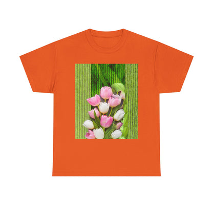 Textured Tulips Unisex Heavy Cotton Tee - Vibrant Spring Blossom T-Shirt, Everyday Wear, Gift for Plant Lovers, Mother's Day Apparel, [...]