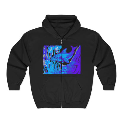 Abstract Blue Wave Zip Hoodie – Psychedelic Ocean Art Full‑Zip Sweatshirt