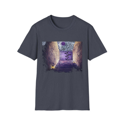 Mystical Stairway Bats Unisex T-Shirt - Softstyle Tee for Dreamers, Perfect for Gifting, Spiritual Occasions, Casual Wear, Art Lovers, [...]