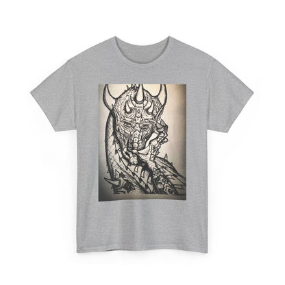 Dragon Art Unisex Heavy Cotton Tee, Graphic Tee, Unique Gift, Casual Wear, Fantasy Clothing, Art Inspired Shirt