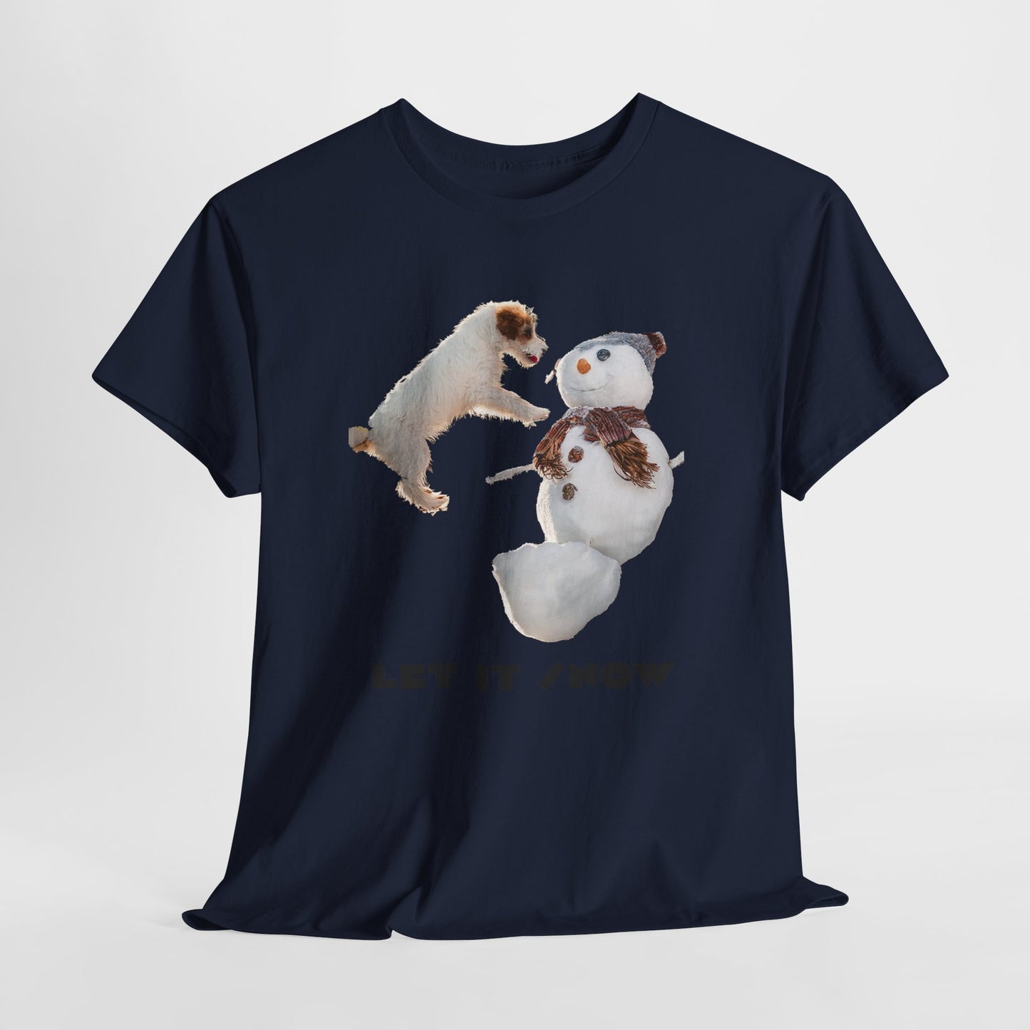 Let It Snow Dog & Snowman Tee — Funny Cute Holiday T-Shirt