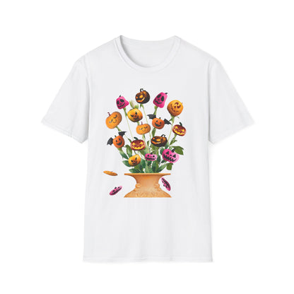 Halloween Pumpkin Bouquet T-Shirt, Cute Fall Tee, Unisex Graphic Shirt, Ideal for Halloween Parties, Seasonal Gift Idea