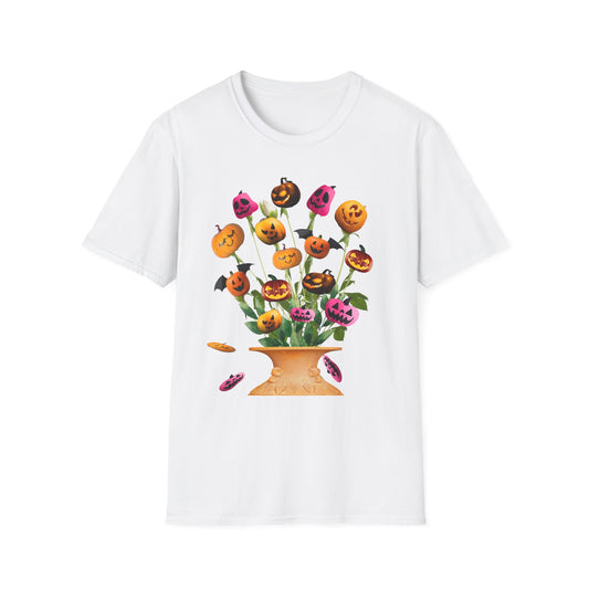 Halloween Pumpkin Bouquet T-Shirt, Cute Fall Tee, Unisex Graphic Shirt, Ideal for Halloween Parties, Seasonal Gift Idea