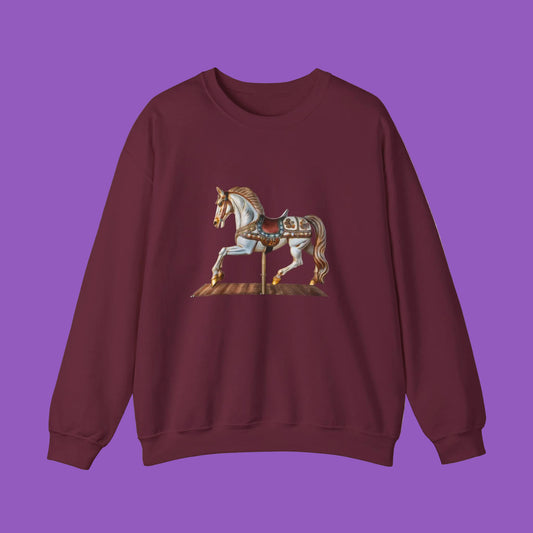 Vintage Carousel Horse Crewneck Sweatshirt, Cozy Sweatshirt, Equestrian Gift