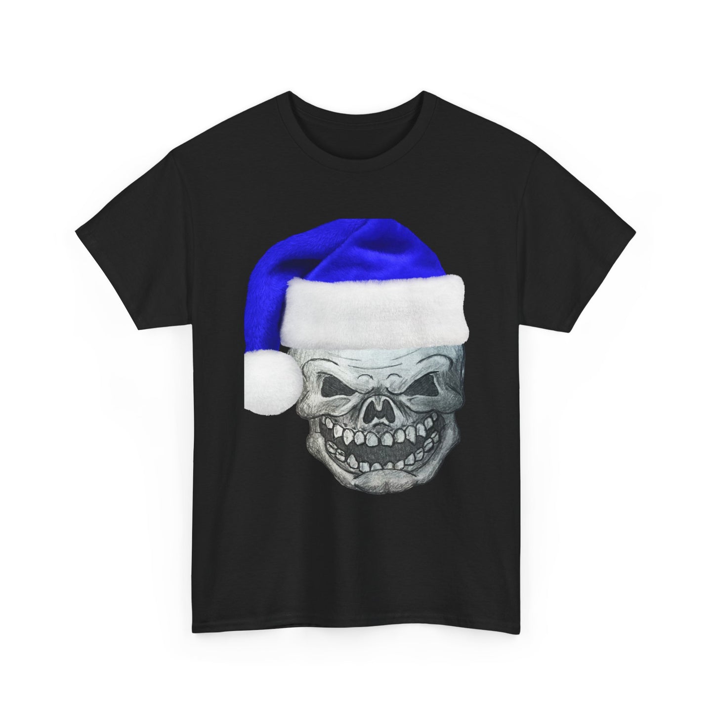 Skull in Blue Santa Hat T-Shirt