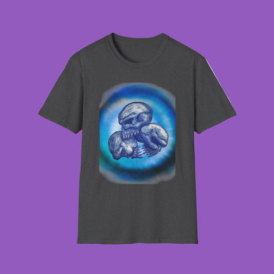 Eerie Triple Skull Blues Circle Unisex T-Shirt
