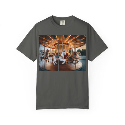 Vintage Full Carousel Horse Design Garment-Dyed T-shirt