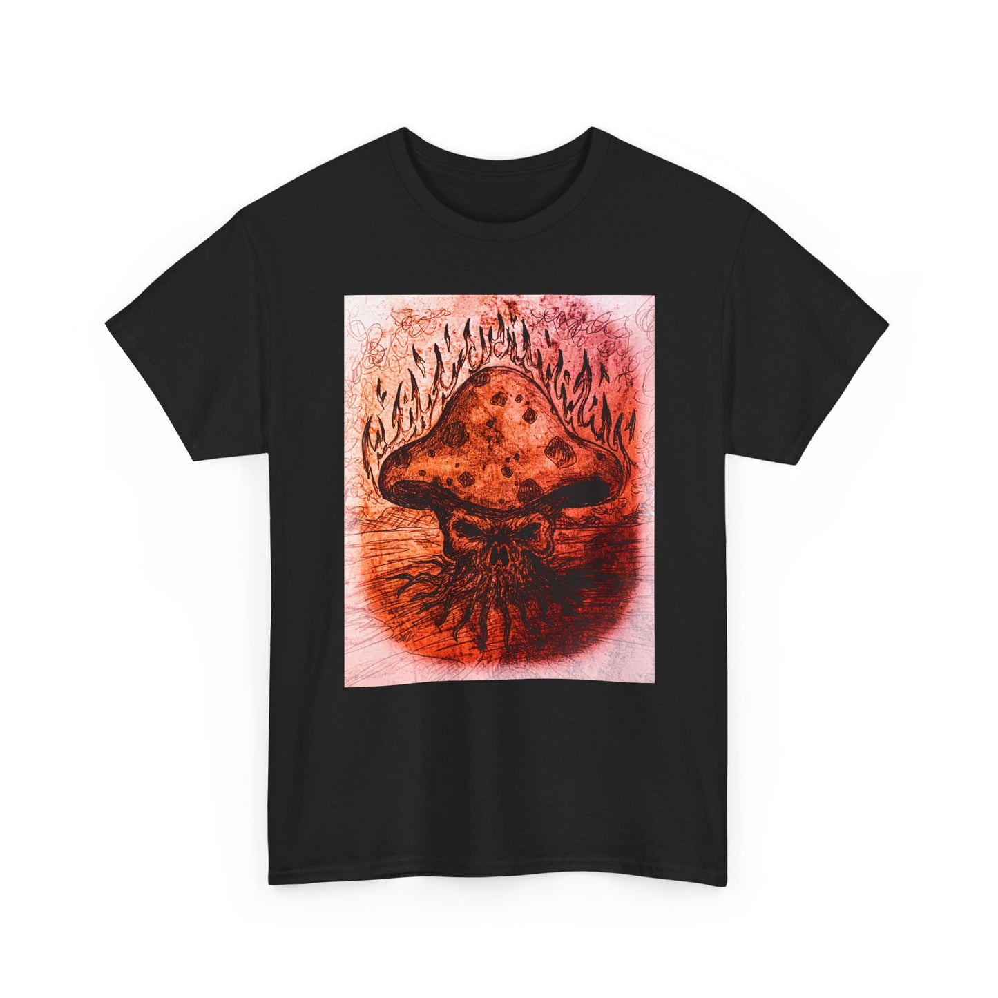Mushroom Flame T‑Shirt — Psychedelic Burning Mushroom Graphic Tee