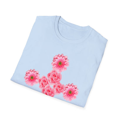 Floral Pink Rose Cross T-Shirt