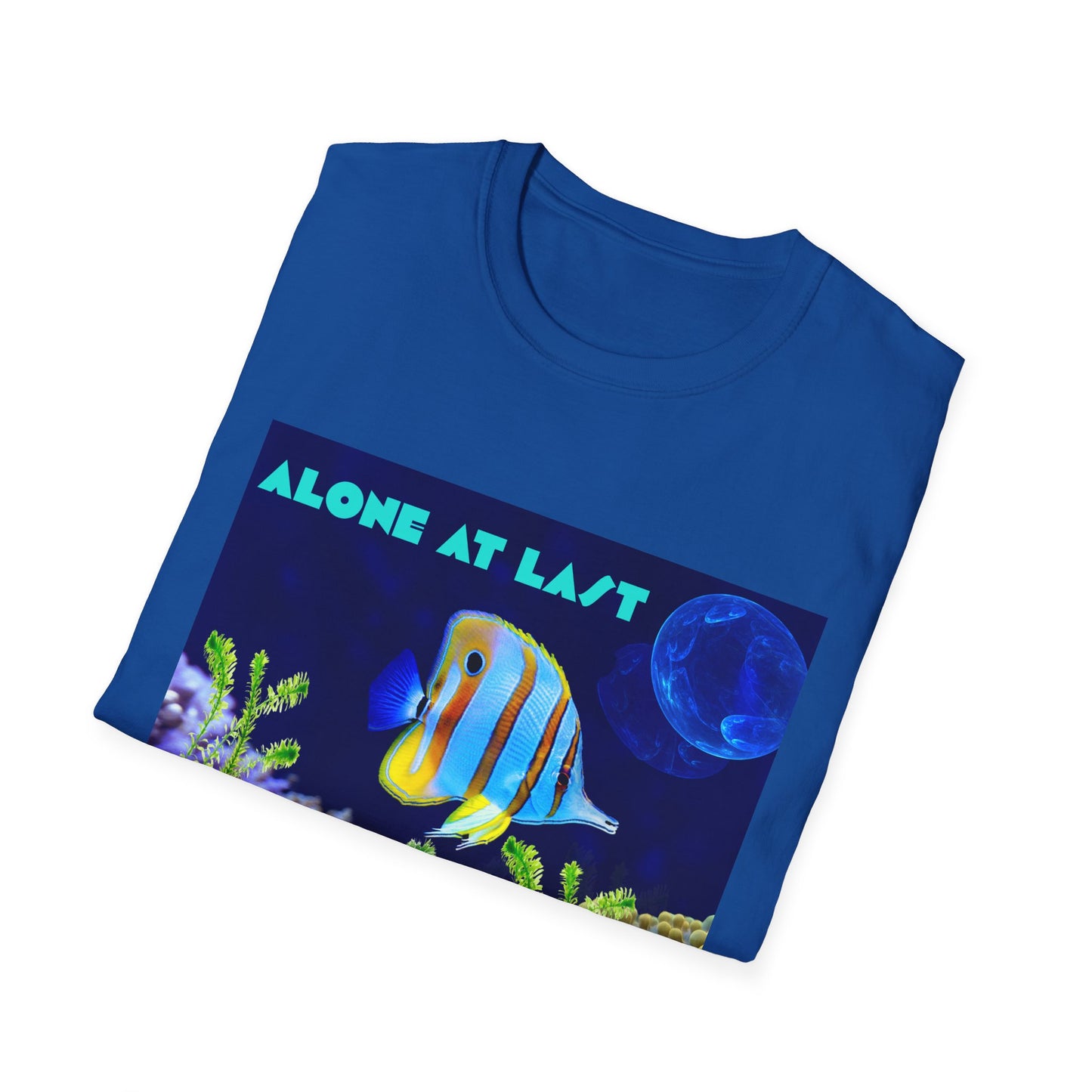 Underwater Adventure T-Shirt - (alone at last)Cool Sea Life Tee, Fish Shirt, Ocean Lover Gift, Beach Day Wear, Casual Summer Style, Swimwear
