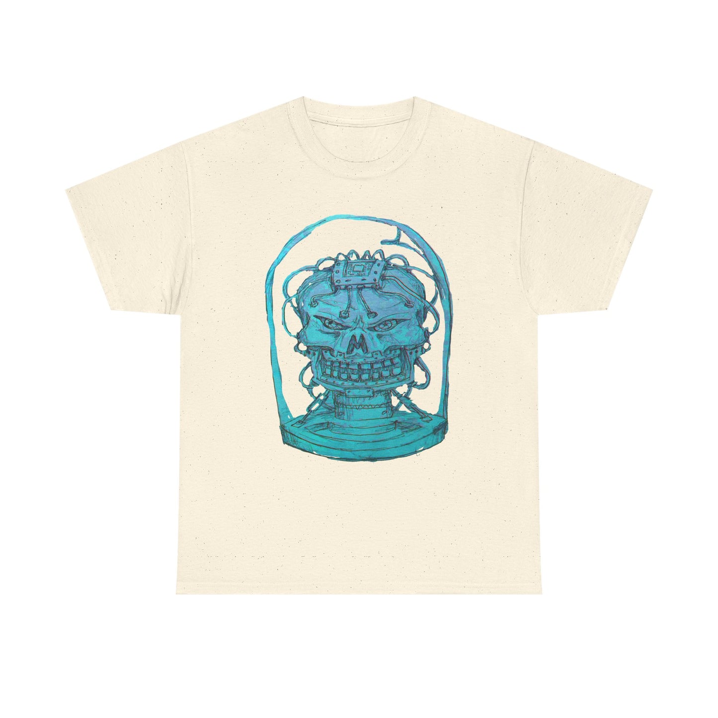 Vibrant Turquoise skull original design Unisex Heavy Cotton Tee
