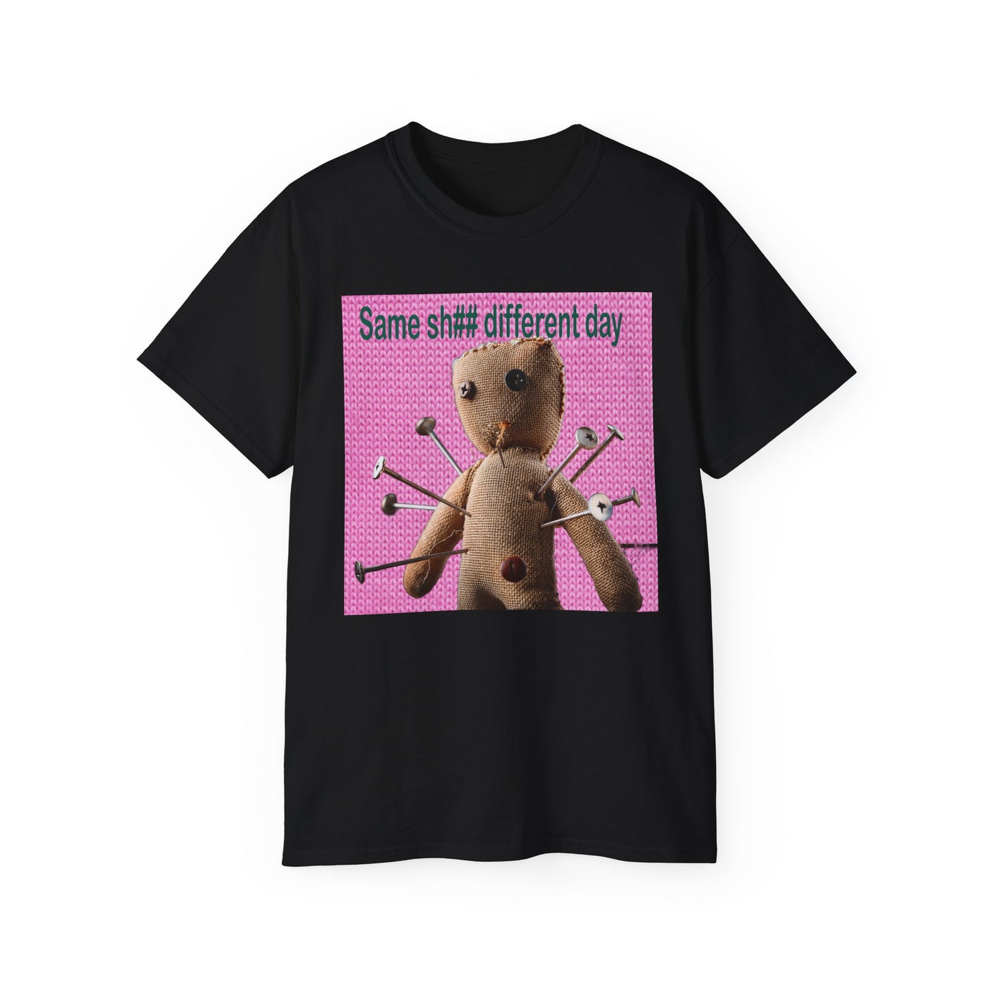 Voodoo Doll Humor Tee, Fun Statement T-Shirt for Everyday Wear, Gift for Friends, Casual Style, Quirky Graphic Shirt, Perfect for Parties