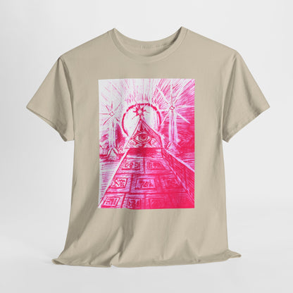 Pink Pyramid Eye Vibrant Artistic Unisex Heavy Cotton Tee | Creative Graphic Tee for Art Lovers, Casual Wear, Gifts, Festival Apparel, Statement Shirt