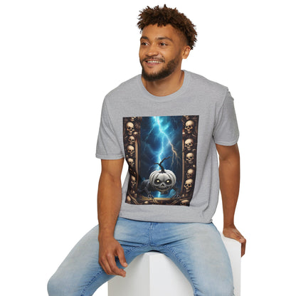 Spooky Skull Pumpkin Crawls from Frame T-Shirt, Halloween Shirt, Unisex Graphic Tee, Casual Halloween Wear, Fall Fashion
