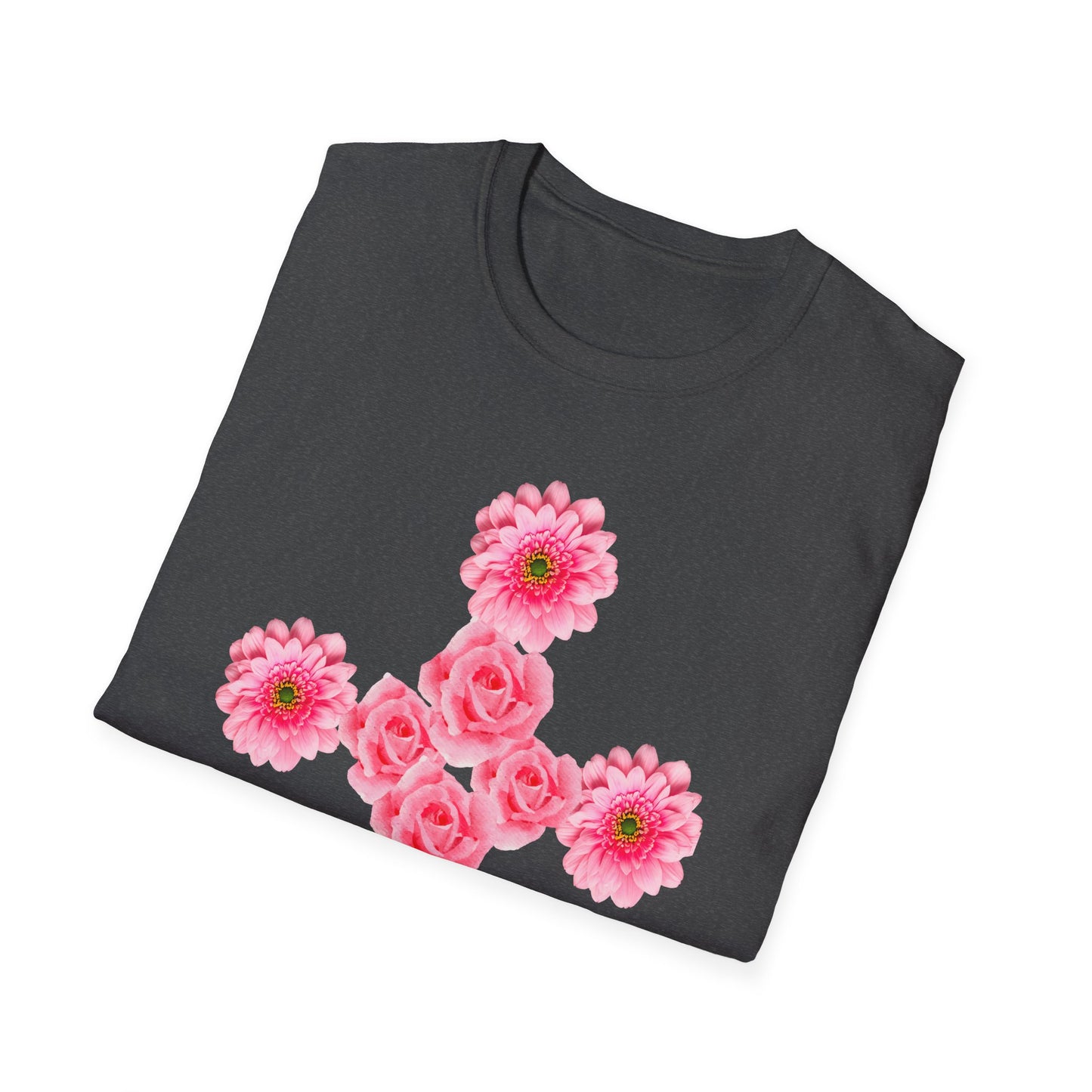 Floral Pink Rose Cross T-Shirt
