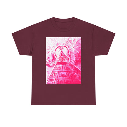 Pink Pyramid Eye Vibrant Artistic Unisex Heavy Cotton Tee | Creative Graphic Tee for Art Lovers, Casual Wear, Gifts, Festival Apparel, Statement Shirt