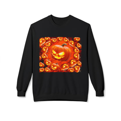 Halloween Pumpkin Planet Crewneck Sweatshirt, Cozy Unisex Fleece, Fall Fashion, Spooky Vibes, Seasonal Sweatshirt, Perfect for Autumn